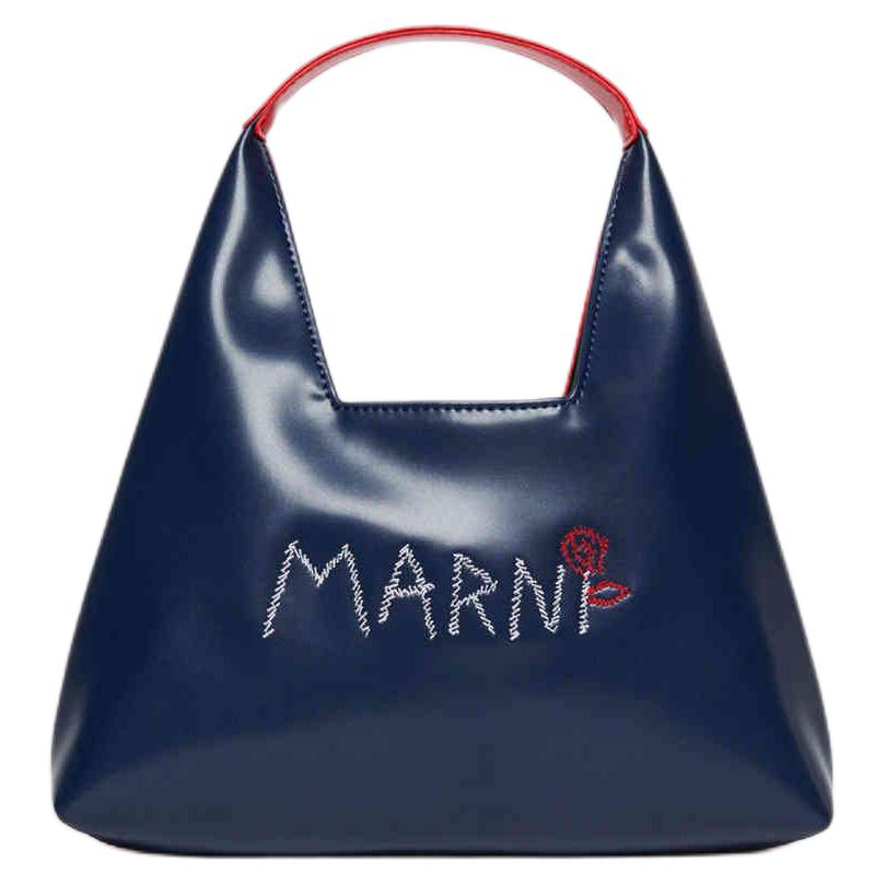 Marni Diamond Logo Print Reversible Open Design Tote Bag Women Handbags Blue Red M01478M00TK0M803