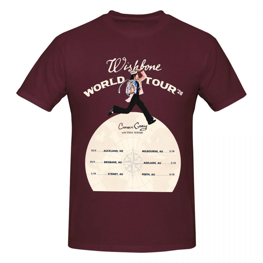 Unisex Conan Gray Wishbone World Tour 2026 Retro T Shirt Streetwear Cotton Crewneck Unisex Tshirt