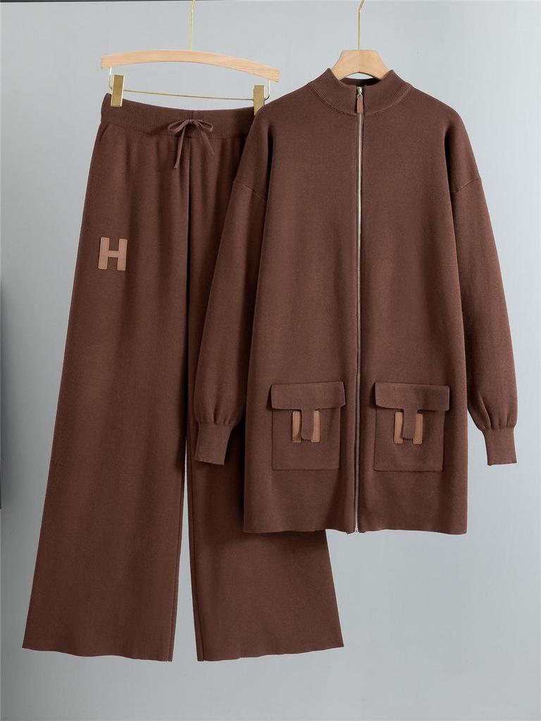 Women's Autumn Chic Knit Cardigan & Wide-Leg Pants Two-Piece Set