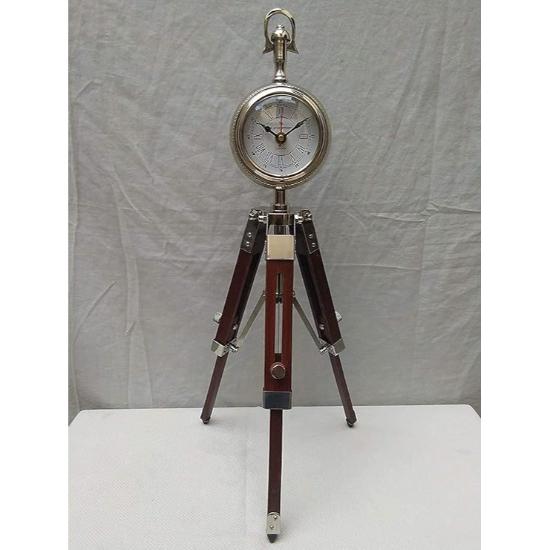Antique Nautical Clock W/Tripod Stand Table Clock Vintage Style Christmas Gift