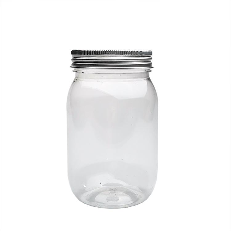 Transparent PET Plastic Bottles with Aluminum Lid - Mason Jar Style Candy Jar.