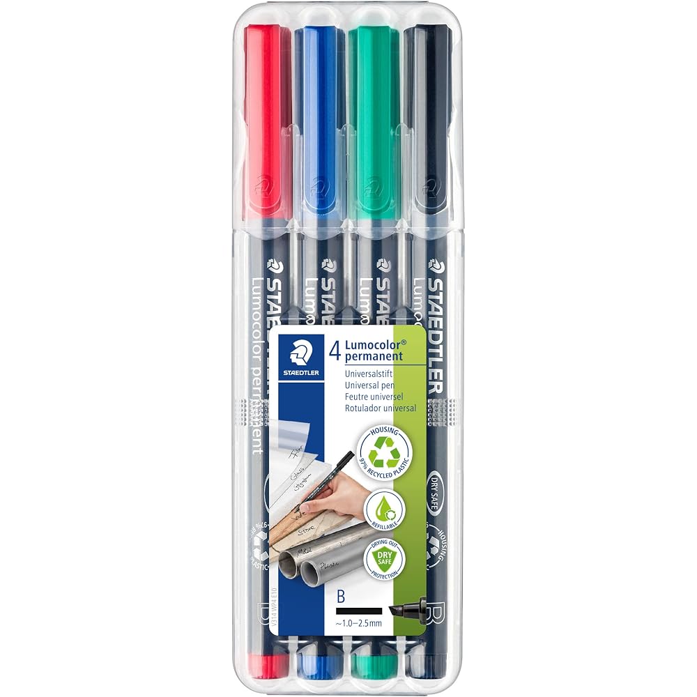 Staedtler permanent marker, lumo color, bold, 4 colors, 314, WP4