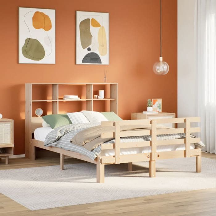 VidaXL Lit bibliothèque sans matelas 120x200 cm bois de pin massif 3322755