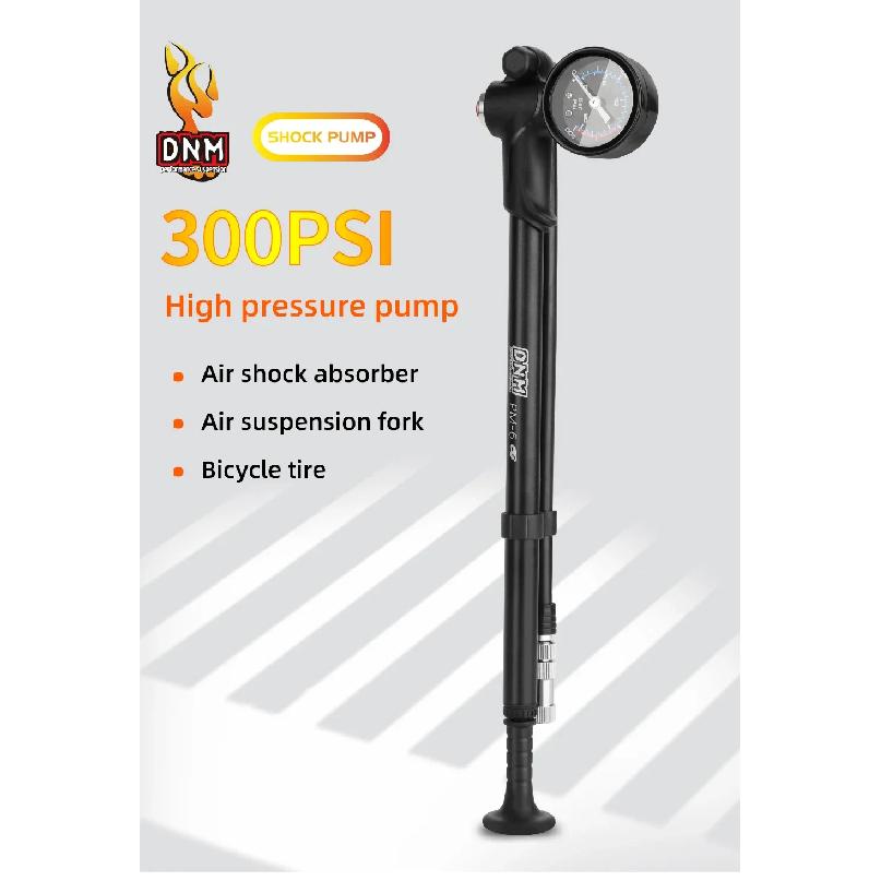 DNM Bicycle Portable Air Pump 300PSI For Air Shock Absorber Bike Air Front Fork Bicycle Tire Mini Pump