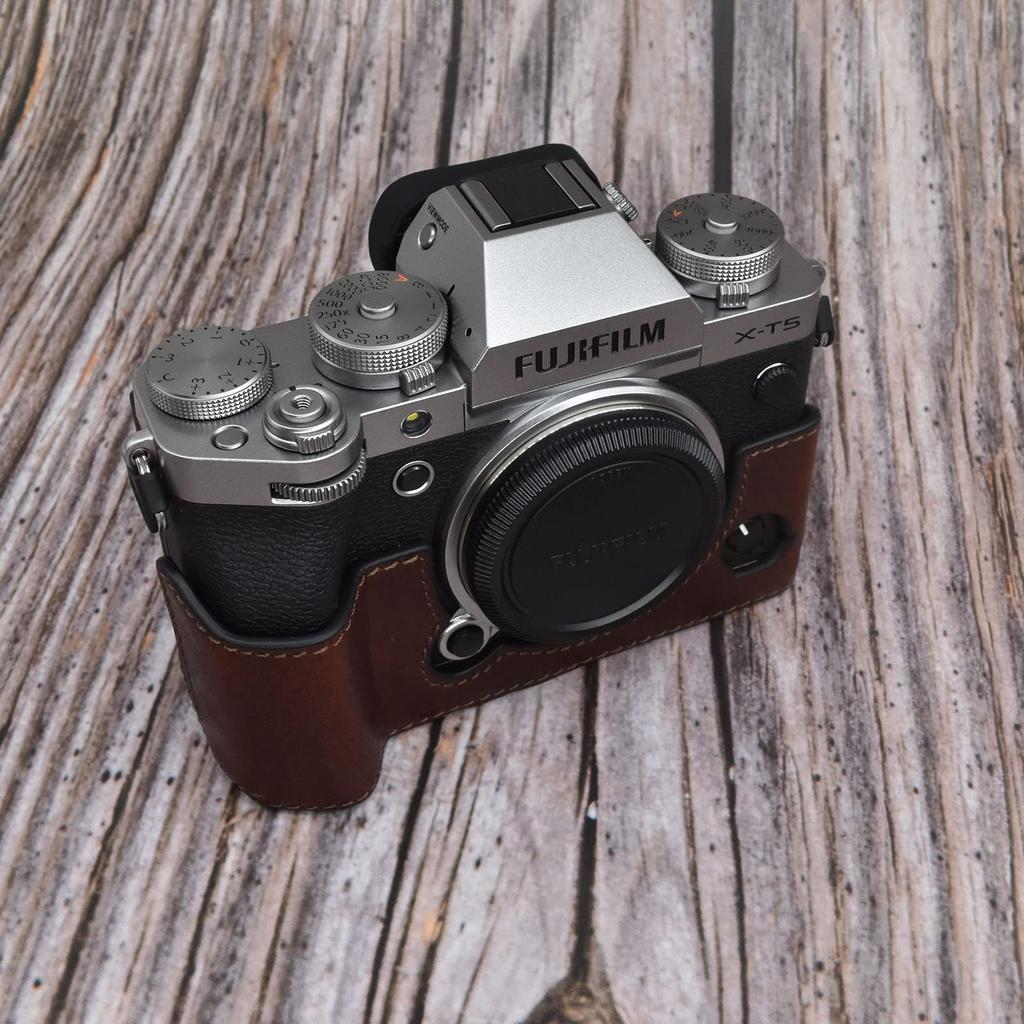 kinokoo XT5 Camera Case, FUJIFILM X-T5 Case, XT5 Cover, Genuine Leather Body Case with Battery Replacement and Tripod Mount (Brown)