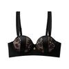 New lace satin splicing underwear women's small breasts gather and show big without steel ring upper support sexy bra