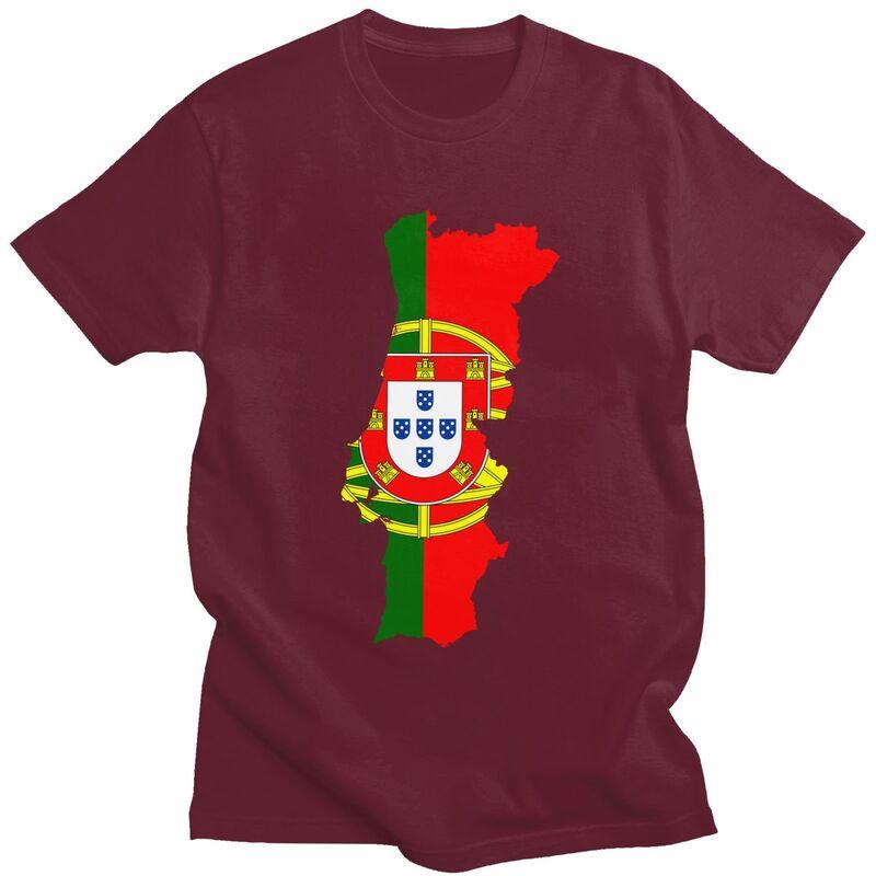 Custom Portugal Map Flag Tshirts for Men Short Sleeves Casual T Shirt Tshirt Slim Fit Pure Cotton Tees Gift Idea