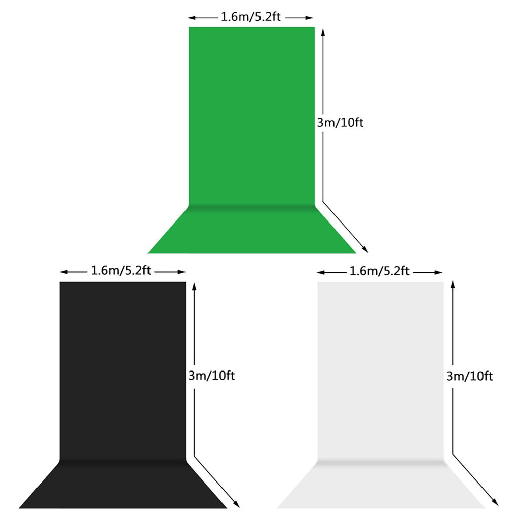 Studio Photography Backdrop Kit with 2 * 3m 6.6 * 10ft Metal Stand Bracket + 3pcs 1.6 * 3m 5.2 * 10ft Backdrops