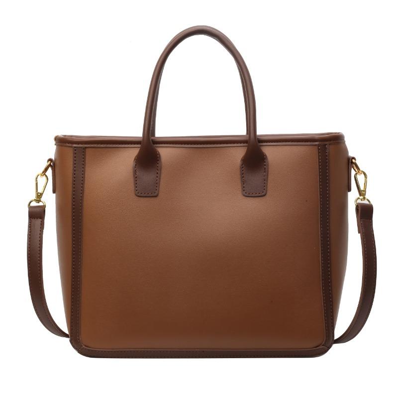 

Сумка премиум-класса большой вместимости женская новая простая сумка-тоут контрастного цвета модная трендовая универсальная сумка через плечо