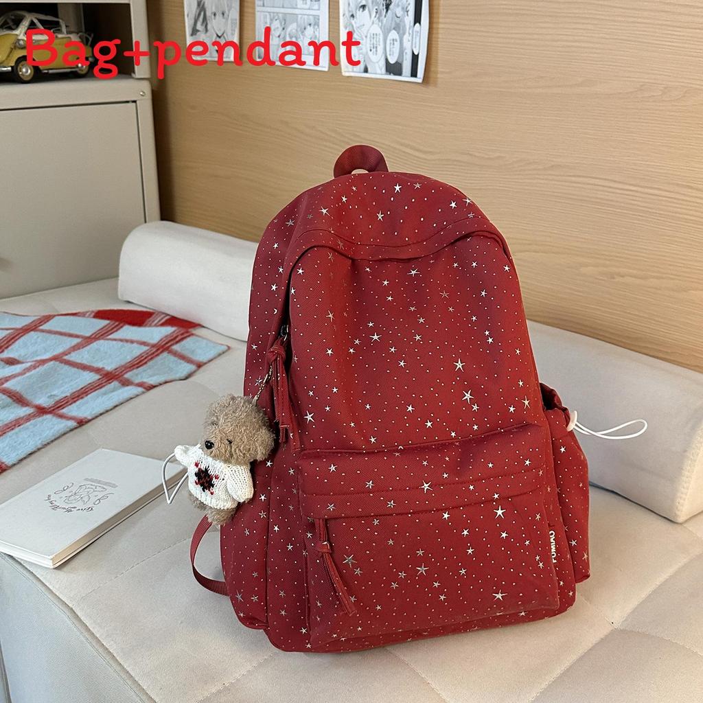Starry Nylon Girls Backpack With Letter Print For Casual Travel And School Use