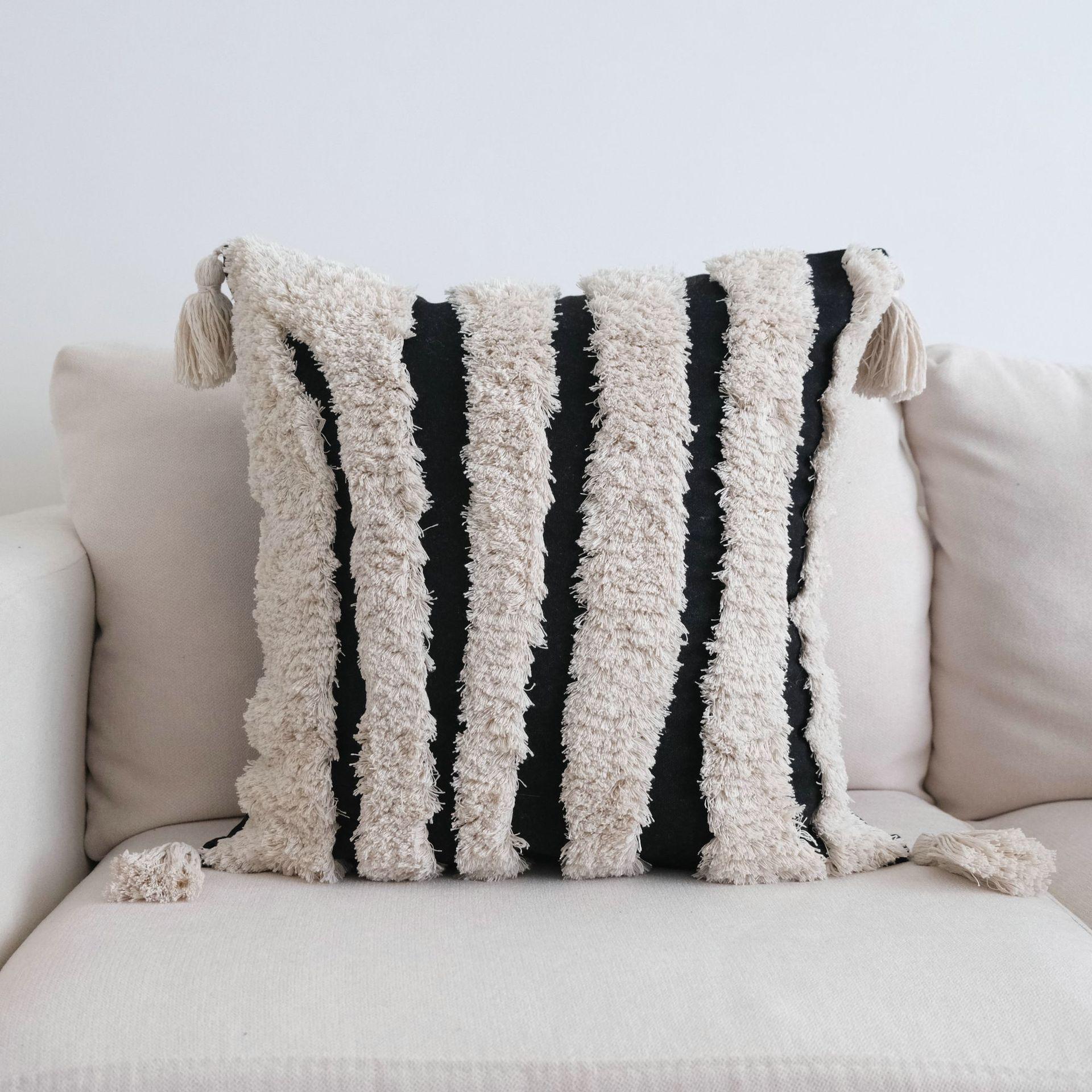 

Подушка из хлопкового льна с кисточками - чехол для диванной подушки класса люкс 45*45cm with Tassels (Single Pillowcase)