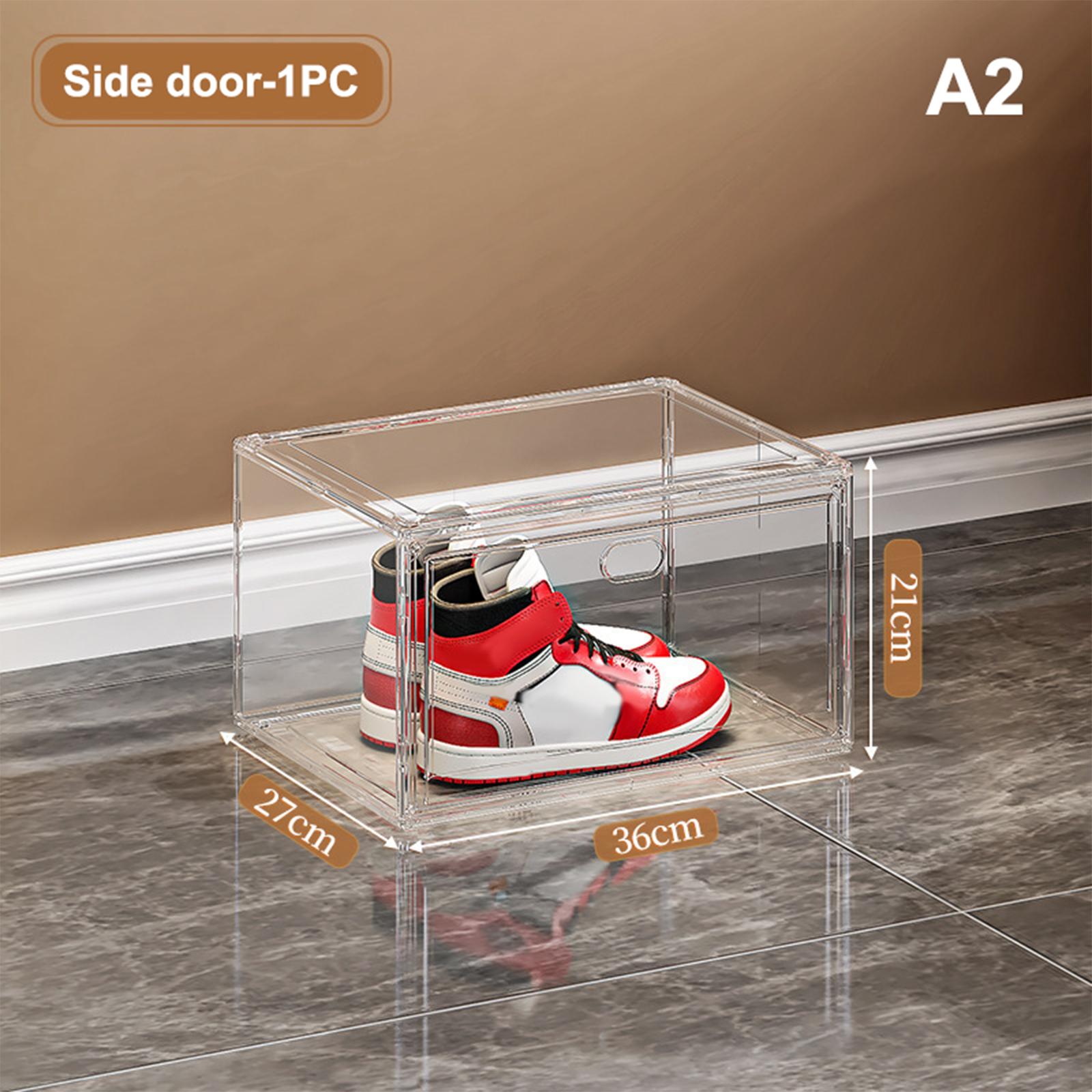 Pp Transparent Large Sneaker Organizer Box Thickened Shoe Box With Magnetic Closure Stackable Multi-Layer Shoe Storage Organizer