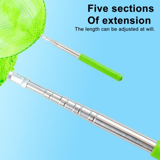 Yousheng Kids Telescopic Fishing Net 5-Section Retractable Stainless Steel Pole Outdoor Butterfly Catcher Net Anti-slip Handle Lightweight Landing