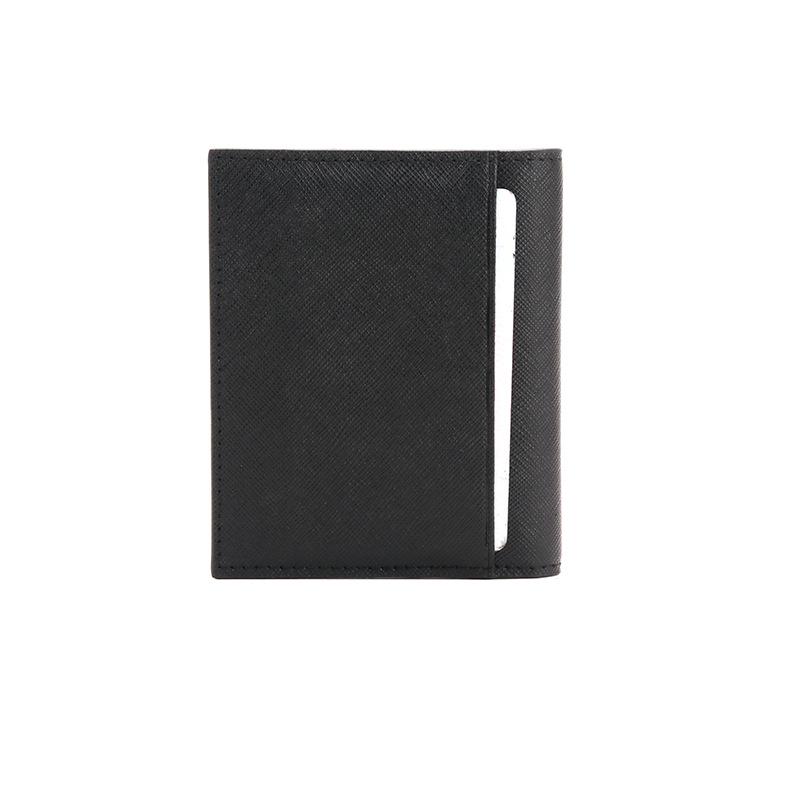 Men's Minimalist Crossgrain Cowhide Leather Card Holder with Logo and Anti-magnetic Feature.