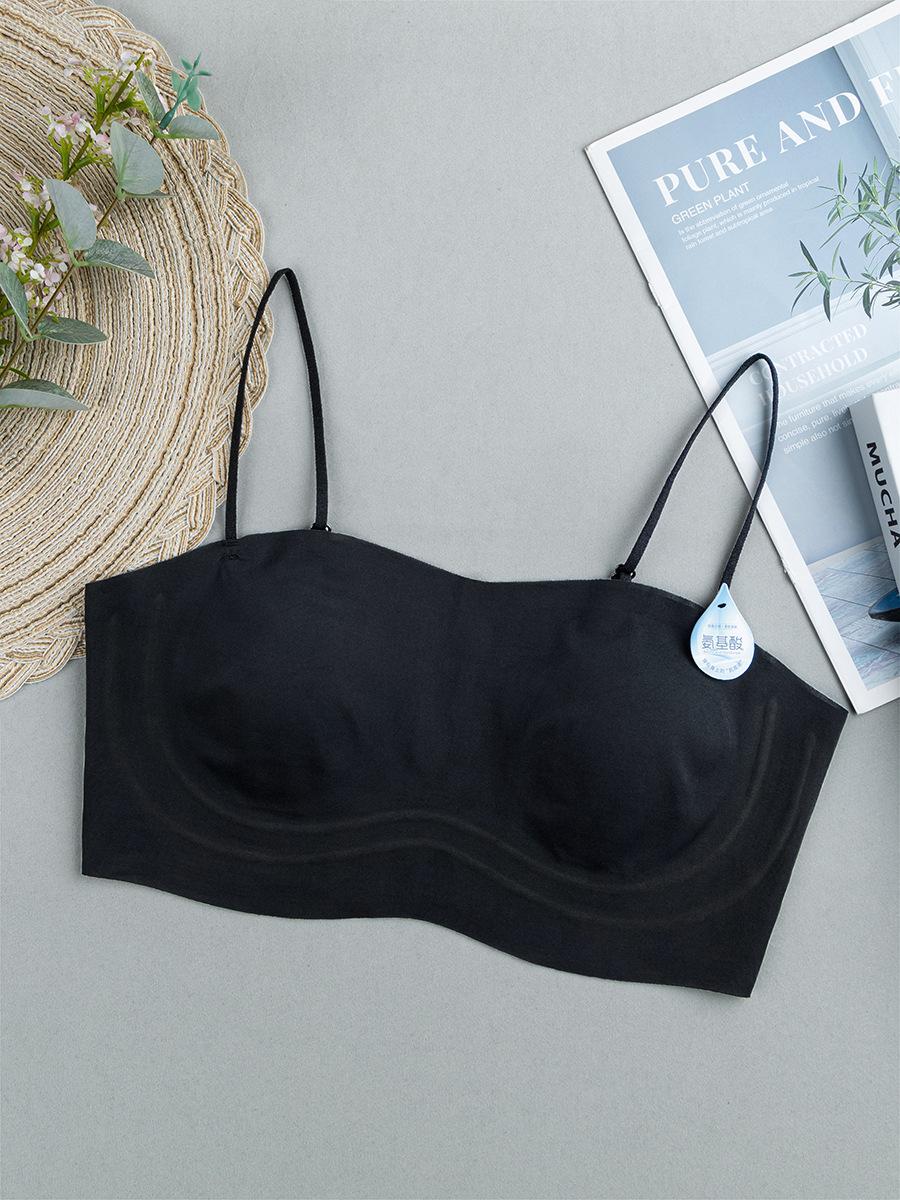 

Ultra-thin tube top, large chest, small anti-light word jelly beautiful back anti-sagging summer ice silk seamless chest wrap L чорний