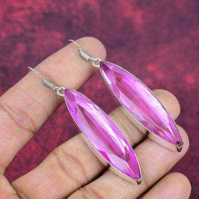Pink Topaz Earrings Gemstone Jewelry, 925 Solid Sterling Silver Handmade Earrings, Latest Design Jewelry