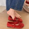 French retro Mary Jane shoes 2025 new flat bottom round head bow versatile super soft single shoes gentle wind