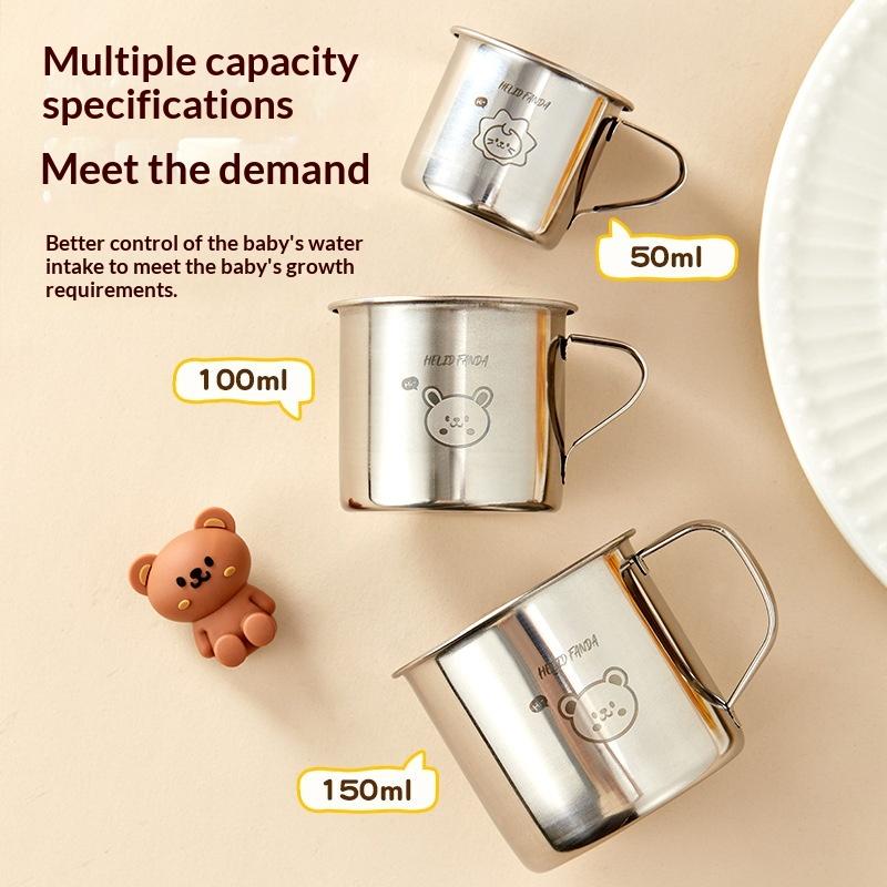 50/100/150ml 304 Stainless Steel Drinking Cup With Handle Durable Tumbler Anti Scalding Mini Cute Water Cup For Kids Drinkware