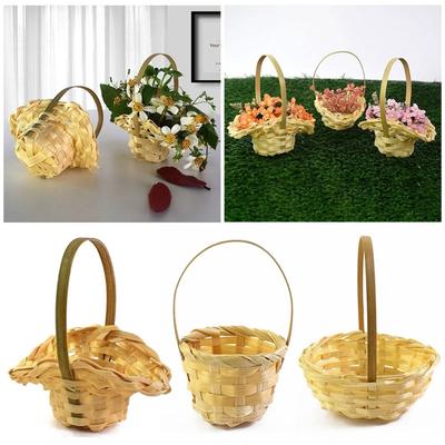 Party Supplies Flower Arrangement Basket with Handle Weaving Basket Handheld Baskets  Picnic Event