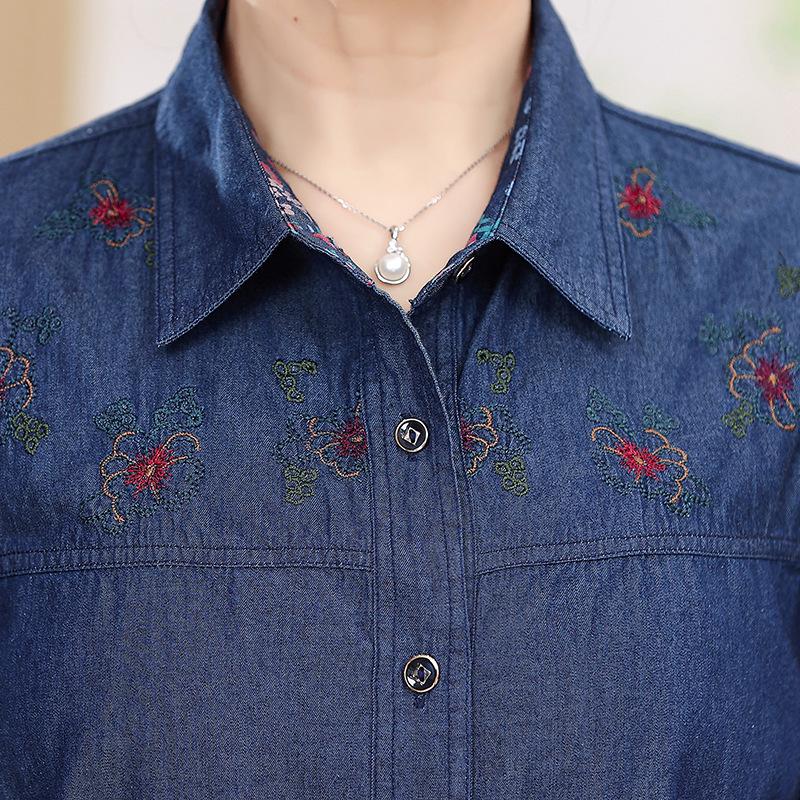 New Summer Eight-Sleeve Pure Cotton Shirt for Elderly Women - 60s/70s Style Grandma Top
