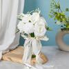 Elegant Flower Bouquet Faux Silky Flowers Stylish White Realistic Rose and Calla Flower Bouquet Set for Event
