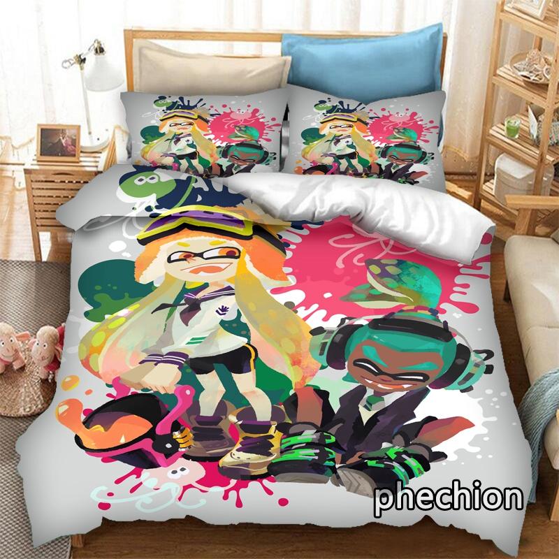 phechion Cartoon Splatoon 3D Print Bedding Set Duvet Covers Pillowcases One Piece Comforter Bedding Sets Bedclothes Bed K388