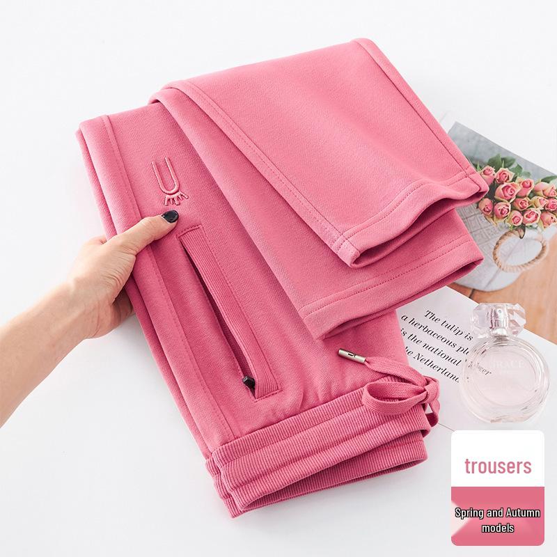 GAGN Women's Red Korean Style High Waist Long Pants - Plus Size Casual 2025