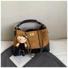 High-value Large-capacity Bag Women's New Retro Suede Diamond Chain Crossbody Bag Shoulder Bucket Bag