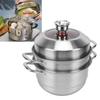 3 Layer Steam Pot Stainless Steel Large Capacity Thickened Multifunction Steam Pot with Timer for Induction Cooker