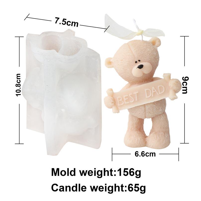 3D Love Heart Teddy Bear Silicone Mold DIY Animal Gypsum Epoxy Resin Handmade Soap Animal Mould Holiday Party Gifts Home Decor