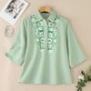 ZANZEA Women Casual Turn Down Collar 3/4 Sleeve Loose Print Blouse
