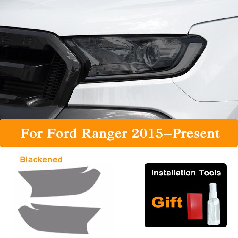High-Definition For Ford Ranger Wildtrak Raptor 2015-Present Car Headlight Protective Film Tint Black Transparent TPU Stickers