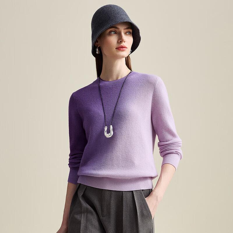 Zhaojun Women's Gradient Pure Cashmere Round Neck Thick Knit Sweater