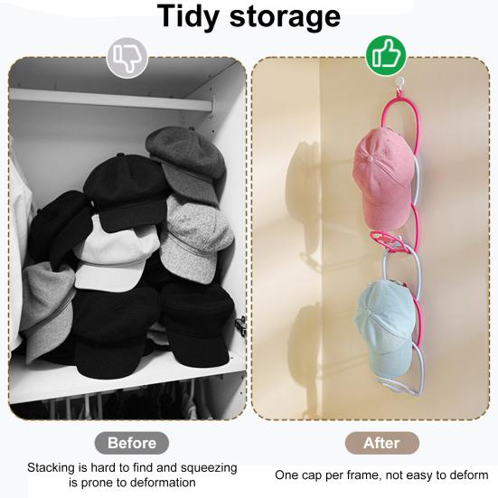 6Pcs Hat Storage Racks Scarf Bag Organizer Strong Load-bearing Easy To Install Space-Saving Baseball Cap Hanger