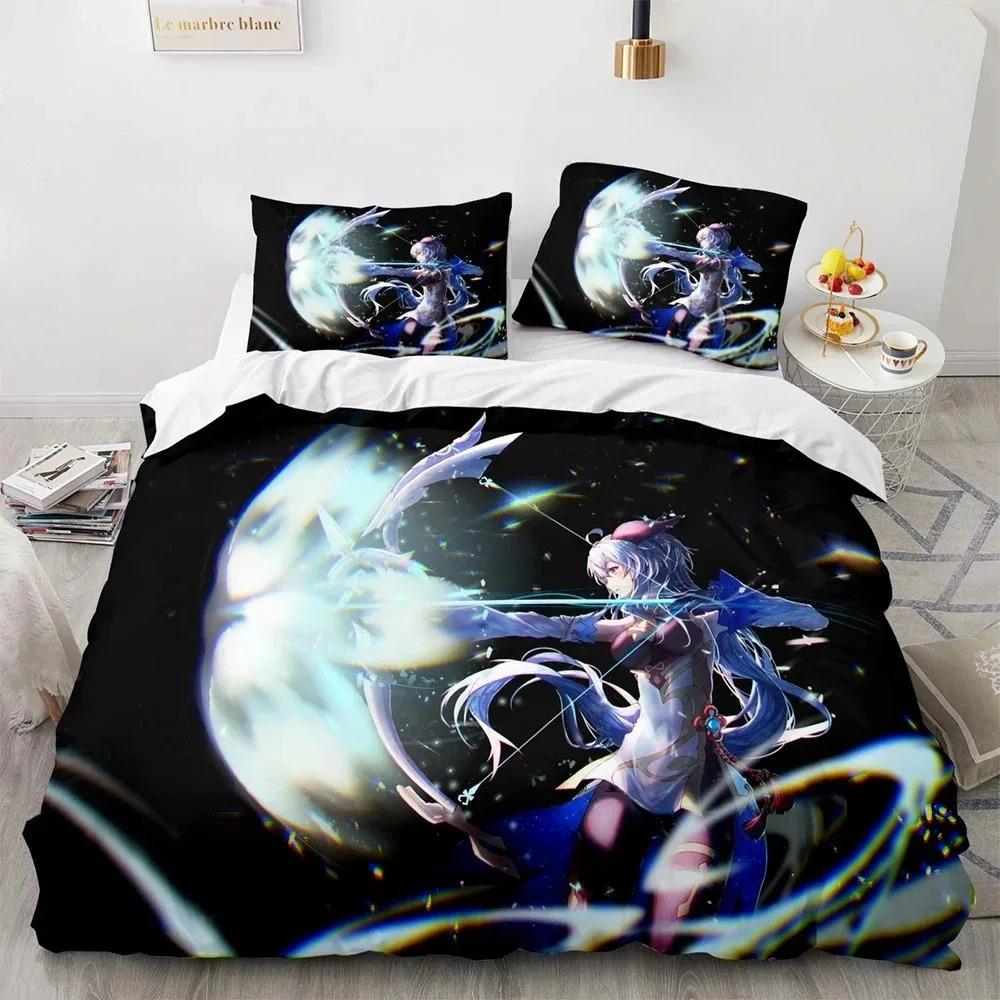Comforter 3D Print Genshin Impact Anime Game Bedding Set Double Twin King Comforter Boys Girls Adults Bedroom