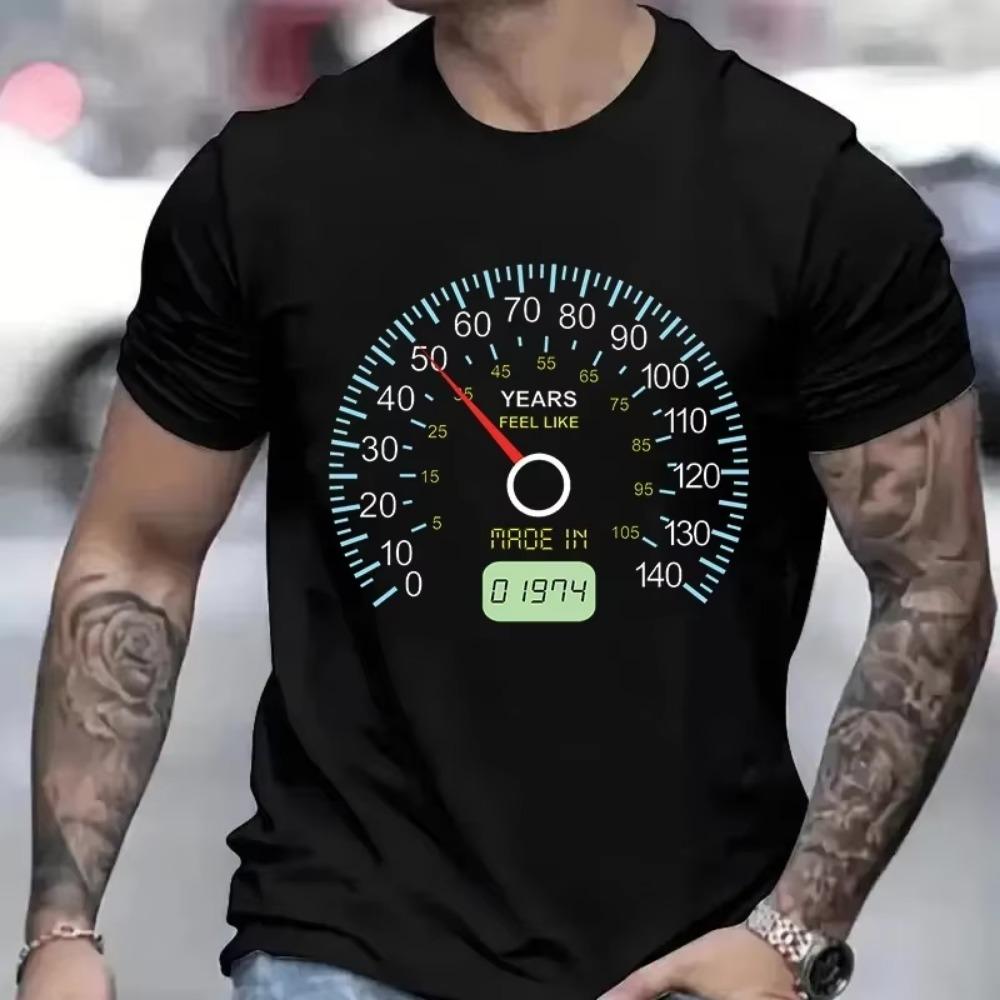 Men 30th Birthday T-Shirt 21st/30th/50th/60th/70th/80th Speedometer Birthday Party Male Loose Tee 30th Speedometer Birthday Gift