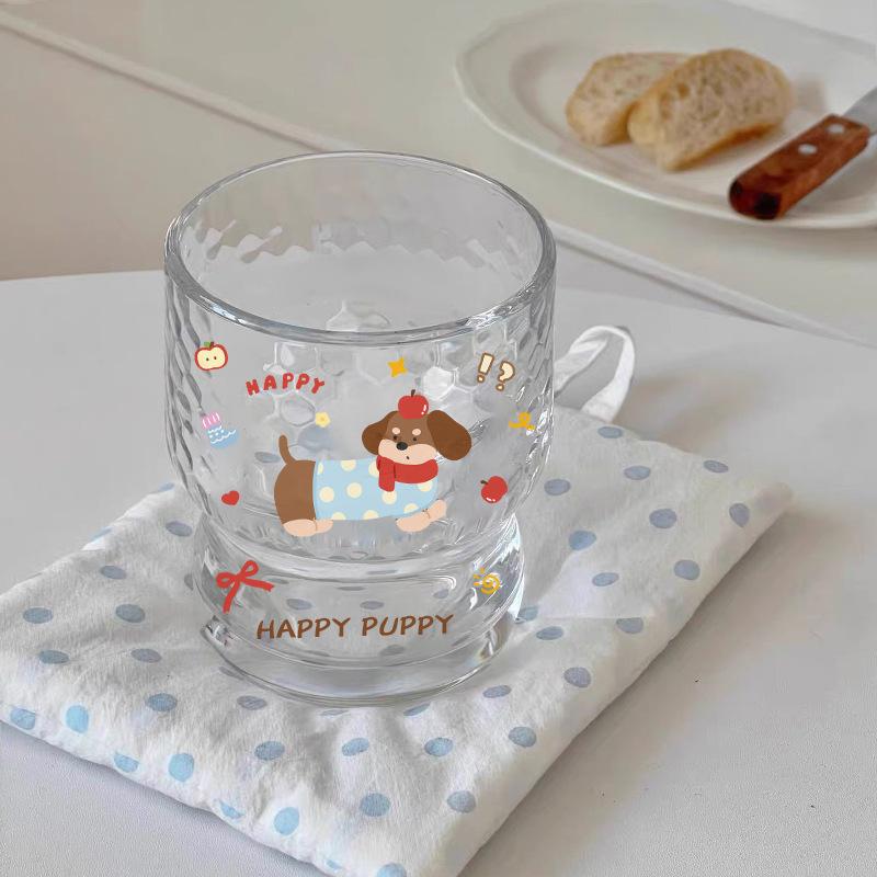 Korean Style Cartoon Snowman Glass Cup Transparent Drinkware For Coffee Juice Milk Breakfast Office Home Cute Mugs Set