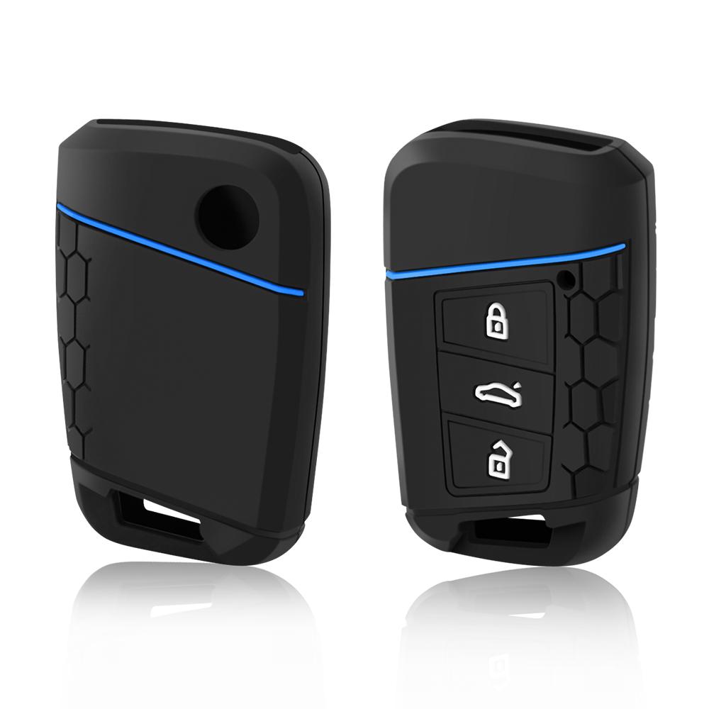 Auto Key Fob Cover Full Case Housing Fit For Vw Volkseagen Golf 8 Mk8 Id.3 Id.4 Cupra Skoda Octavia Seat Leon Mk4 - Automotive Key Fob Chain