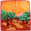 [BYSIFA] Dark Pink Silk Scarf Shawl New Sunrise Design Square Scarves Fashion Head Scarf 90*90cm Spring Ladies Satin Scarf Saly