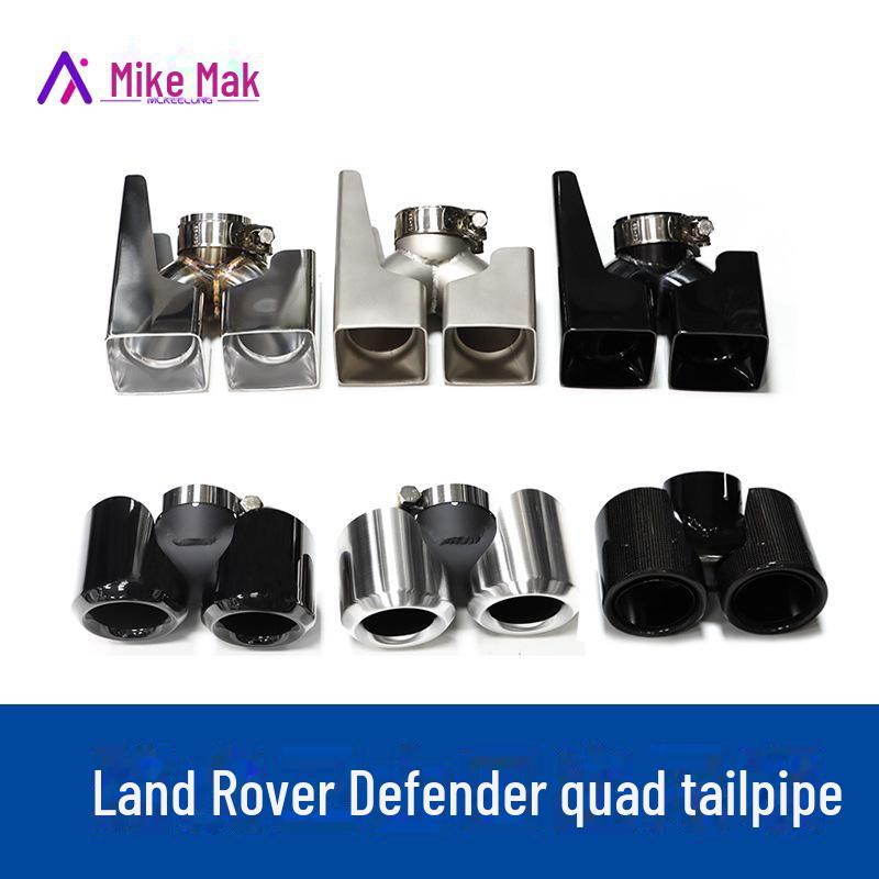 Black Stainless Steel Quad Exhaust Tips for 20-24 Land Rover Defender 90/110