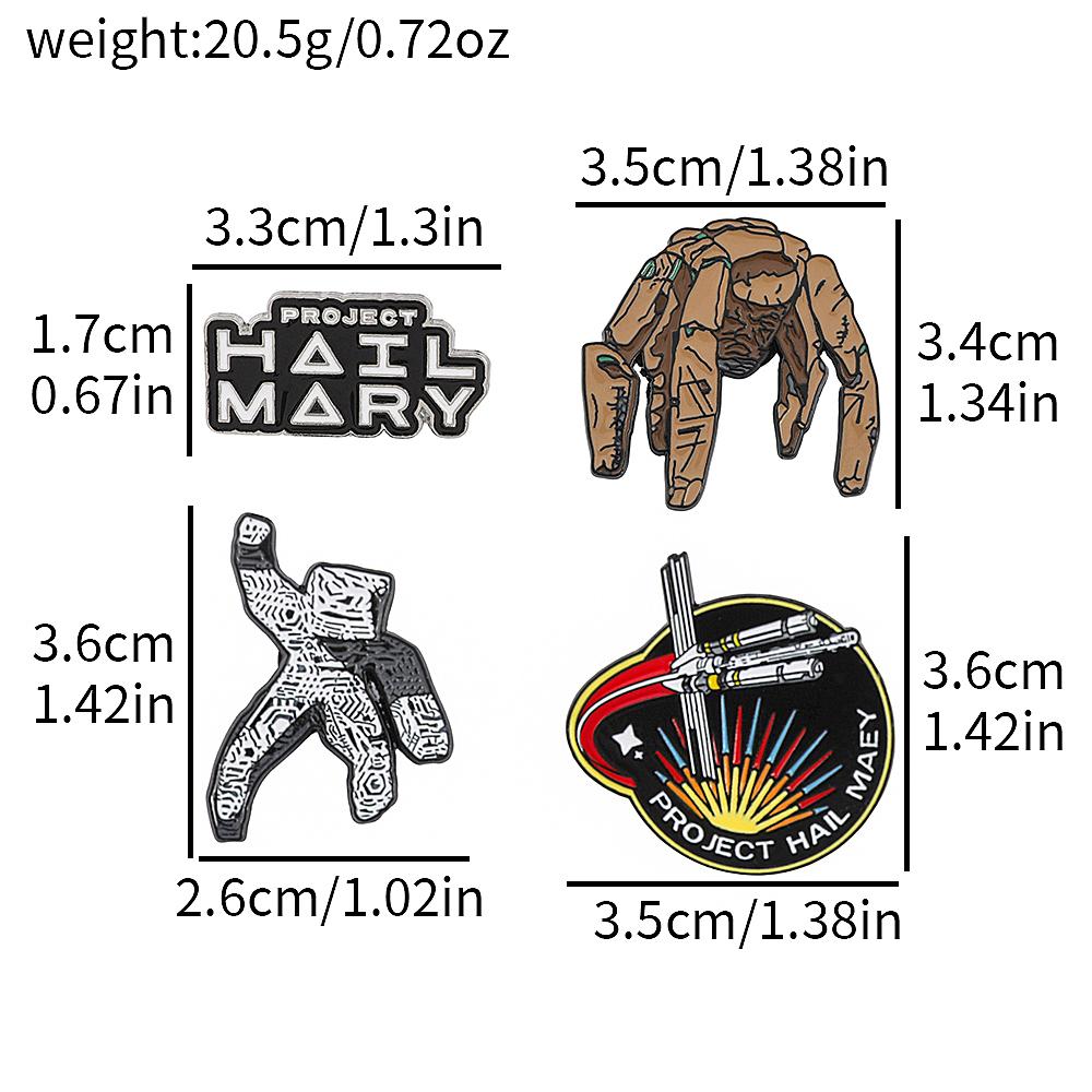 4pcs/set Sci-Fi Enamel Pins Set Project Hail Mary Inspired Collectible Brooch Badges for Backpack