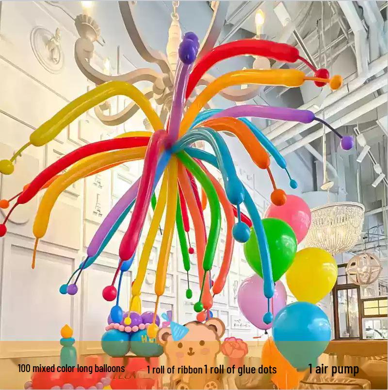 Colorful Thickened Spiral Twist Balloons for Baby's First Birthday Decoration