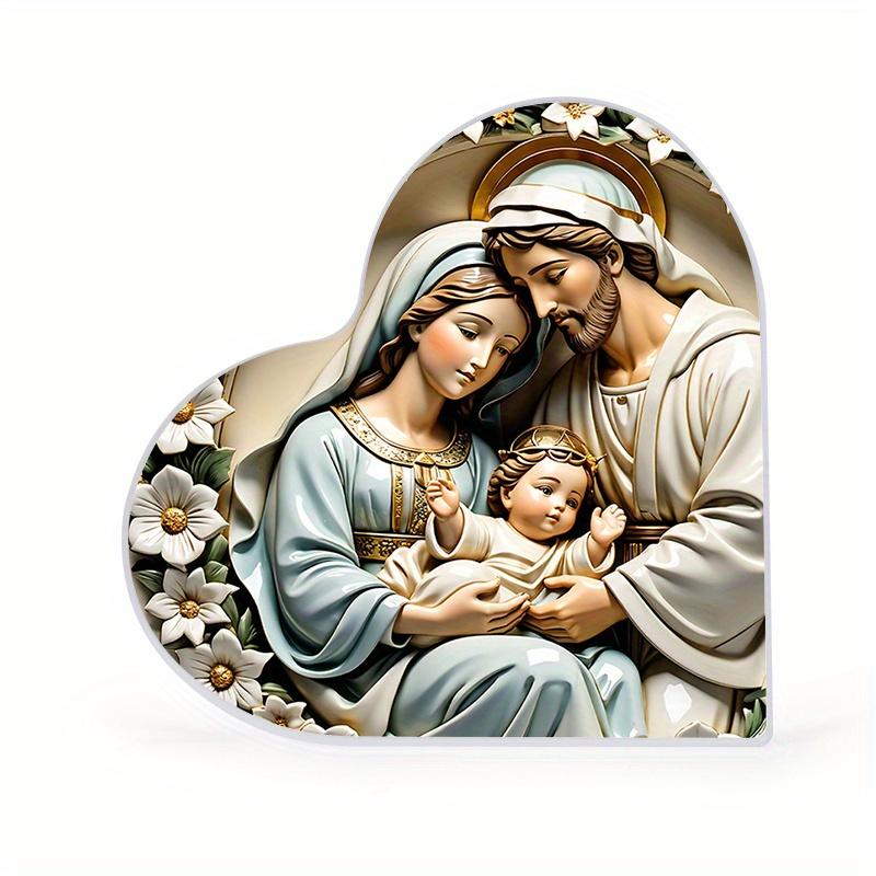 Nativity Scene Ornaments, Floral Accents, Keepsake The Birth of Jesus Decor, Religious Gift for Family Friends and Christian, Nurseries, Home Desk Li