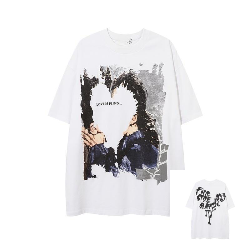 New Original Trendy Brand American Retro T-shirt Men's Oversized Loose, Large-sized Short-sleeved Pure Cotton Top