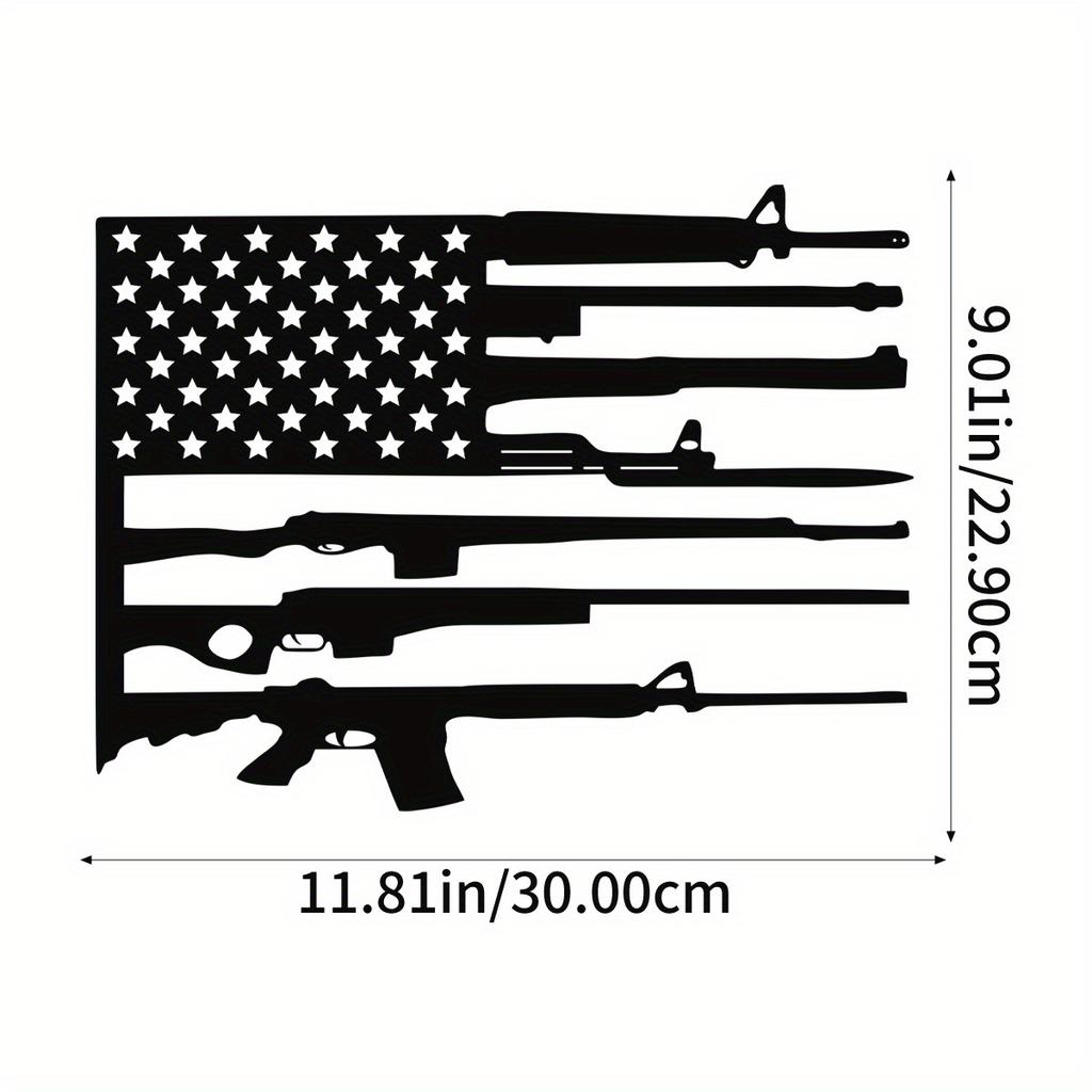 American Flag Gun Art - Black Metal Wall Decor for Indoor Spaces, Perfect for Living Room, Perfect for Room Decor