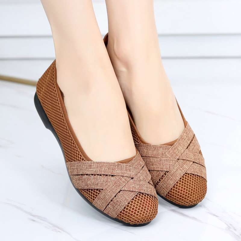 Summer old north cloth shoes women's breathable mesh pregnant women's non-slip soft-soled single shoes hollow flat-soled work shoes mother shoes