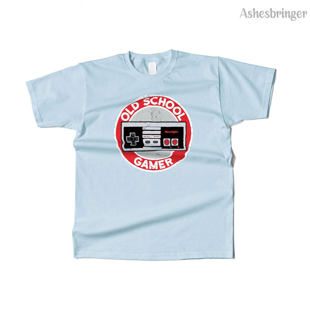 Mens Cotton Old school gamer 8 bit Graphic Retro T Shirt Street Casual Style Tee for Men and Women