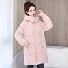 Winter New Women's Medium and Long Down Cotton Clothes Hooded Korean Version Simple and Versatile Thickened Warm Cotton-padded Jacket