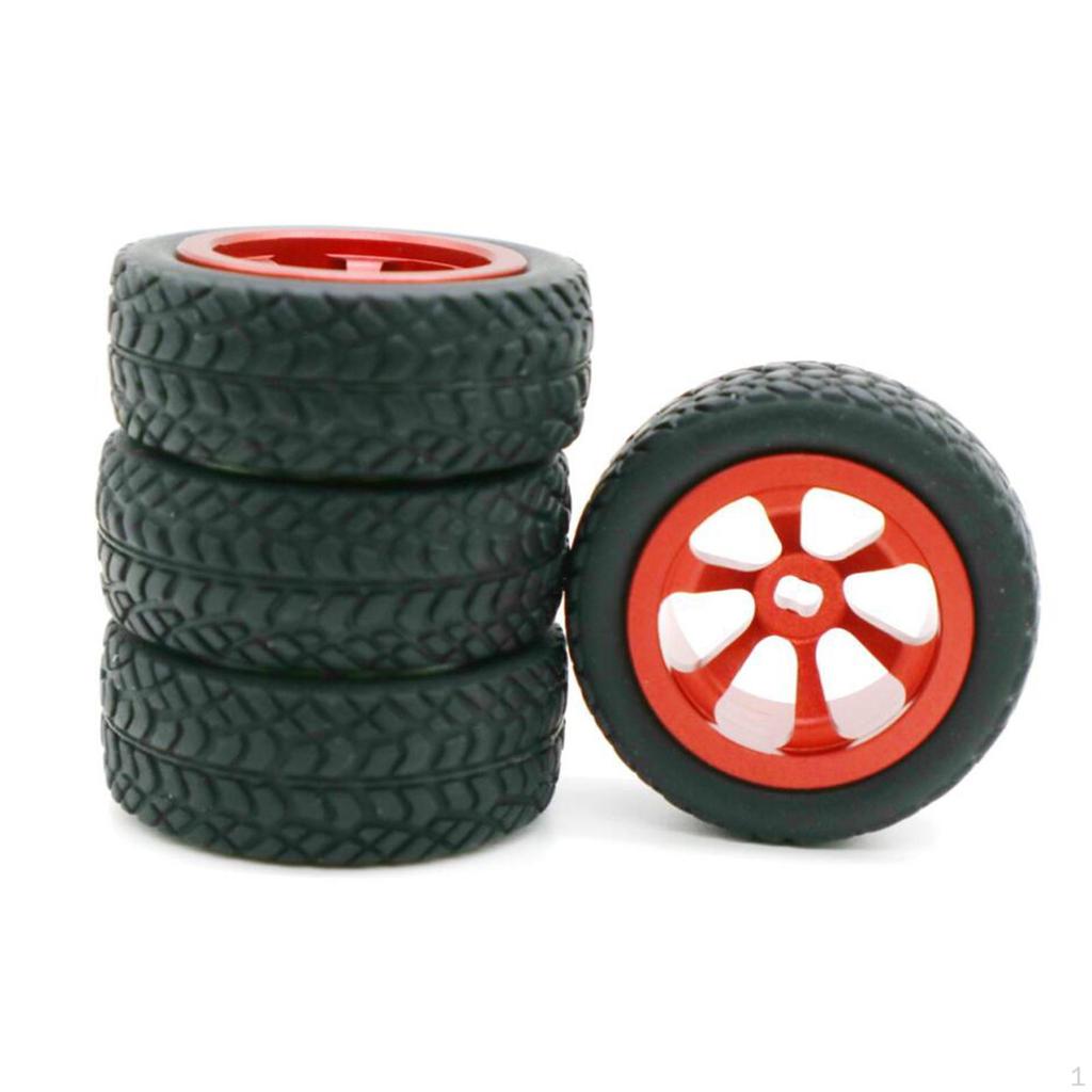 4 Pieces RC Car Rubber Tires&Wheel Rims 30mm for K969 K979 K989 P929 P939 284131 1:28 Scale Parts
