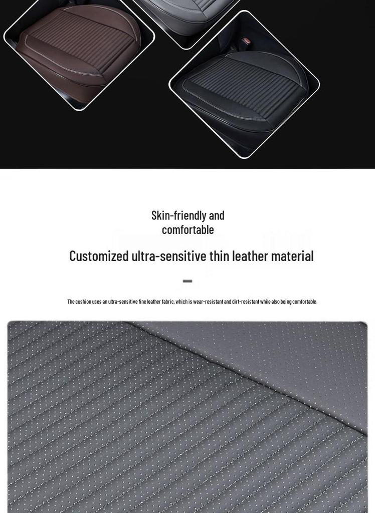 Universal Full Leather Car Seat Cushion Set - Four Seasons Breathable, Three-Piece, Cool and Durable